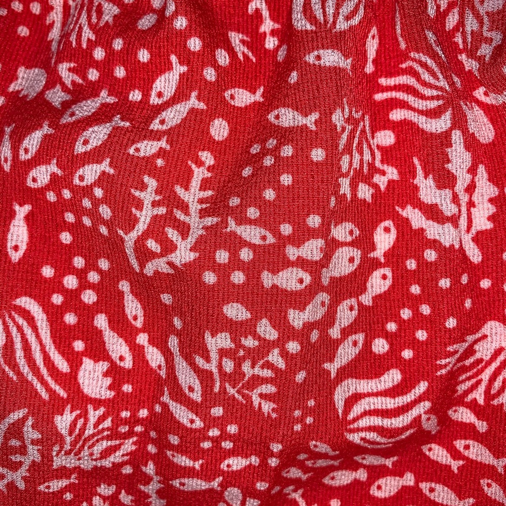 Red Patterned Flowy Mini Skirt - Picture 2 of 2